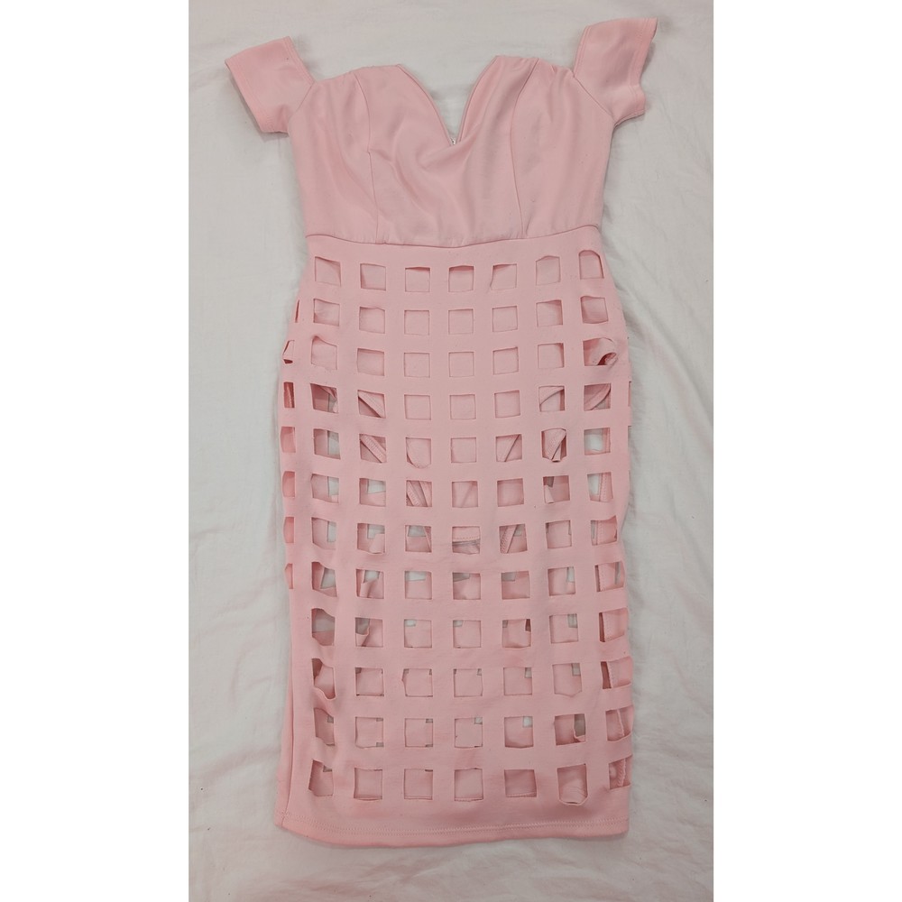 Auditions Spandex Bodycon Dress V neck Cut out Body suit Sz S Pink - Picture 4 of 10